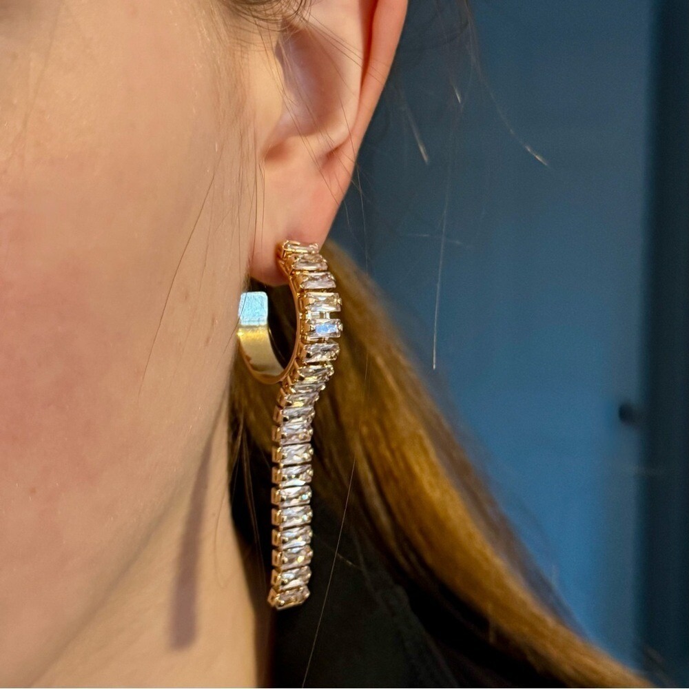 Gold and CZ‎ dangle hoop earrings. Nordstroms new